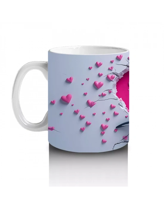 Kalpli Arka Planda Sevimli Köpekbalığı Figürü - Baskılı kahve kupası