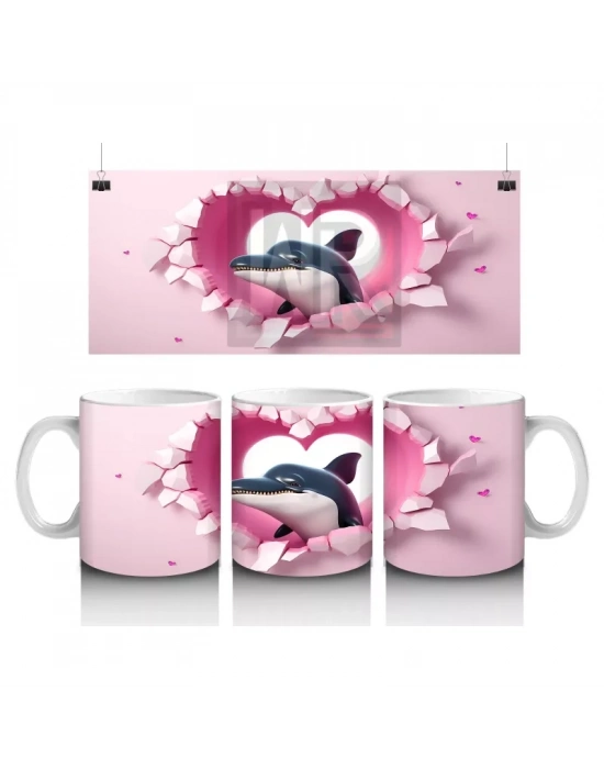 Kalpli Arka Planda Yunus Figürü – Baskılı Kahve Kupası