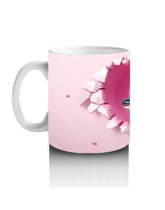 Kalpli Arka Planda Yunus Figürü – Baskılı Kahve Kupası