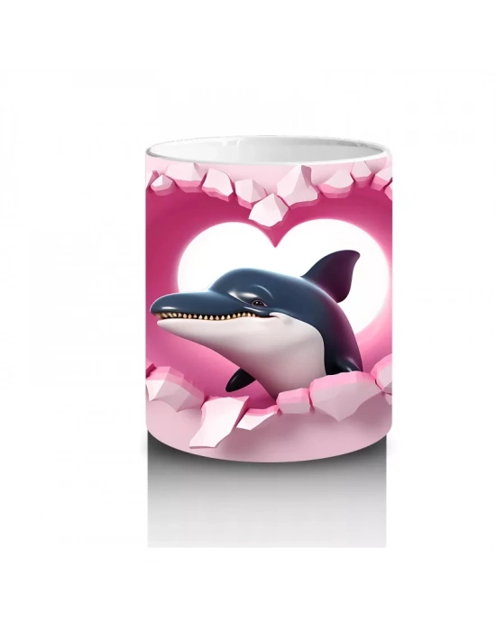 Kalpli Arka Planda Yunus Figürü – Baskılı Kahve Kupası