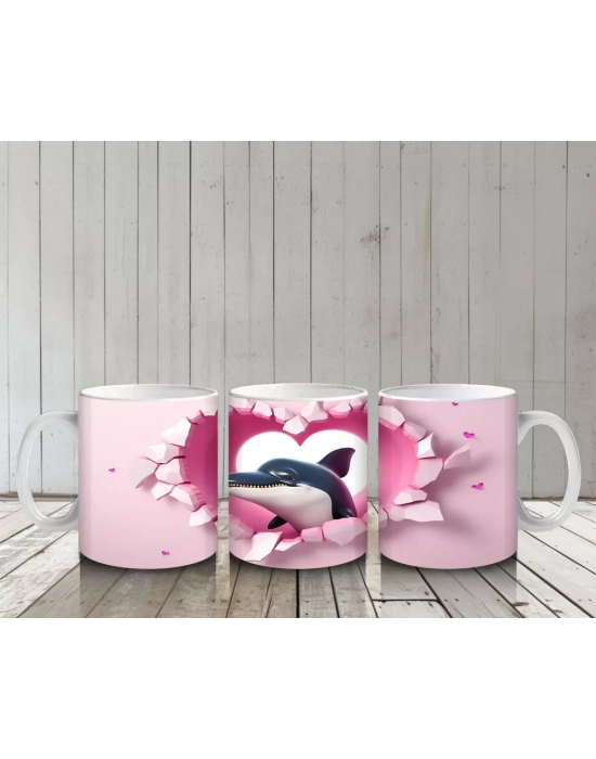 Kalpli Arka Planda Yunus Figürü – Baskılı Kahve Kupası