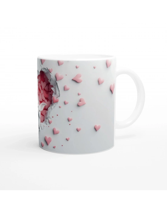 Kalpli Arka Planlı Tavşan Ailesi Temalı Baskılı Kupa Bardak