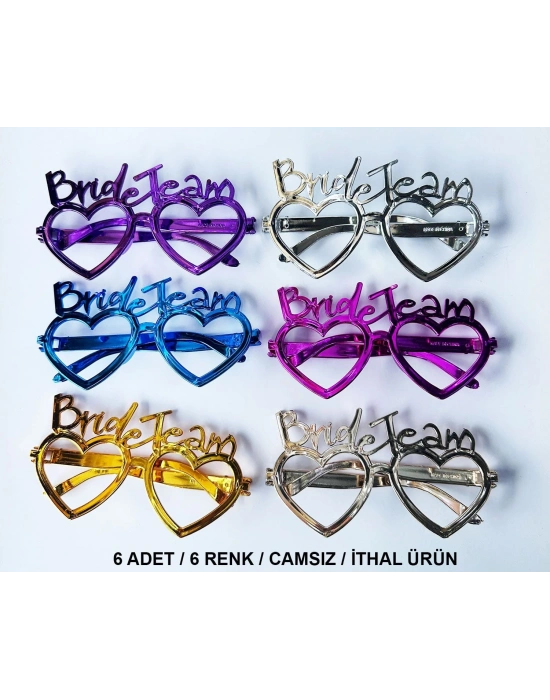 Kalpli Bride Team Gözlük Seti 6 Renk - Kına & Düğün Partileri İçin
