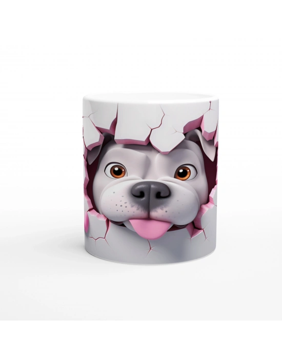 Kalpli Çatlak Arasından Bakan Bulldog Temalı Baskılı Kupa Bardak