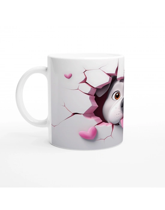 Kalpli Çatlak Arasından Bakan Bulldog Temalı Baskılı Kupa Bardak