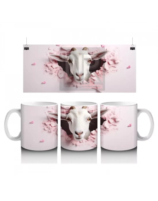 Kalpli Çatlak Arasından Bakan Keçi – Baskılı Kahve Kupası