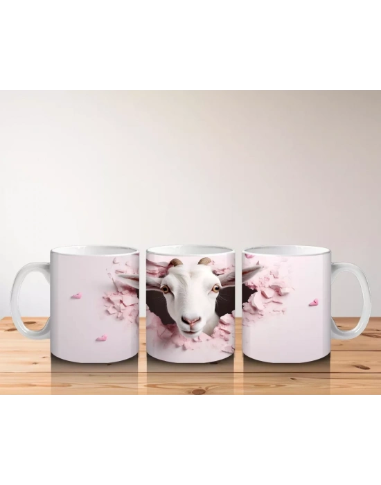 Kalpli Çatlak Arasından Bakan Keçi – Baskılı Kahve Kupası