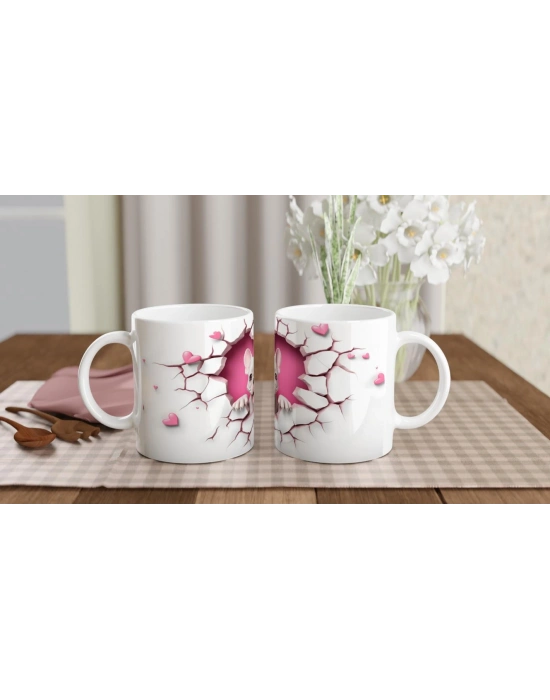 Kalpli Çatlak Duvardan Bakan Fransız Bulldog Temalı Baskılı Kupa Bardak