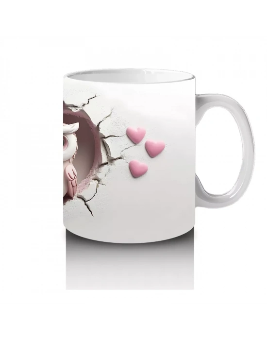 Kalpli Çatlakta Aşk Dolu Baykuş Çifti – Baskılı Kahve Kupası