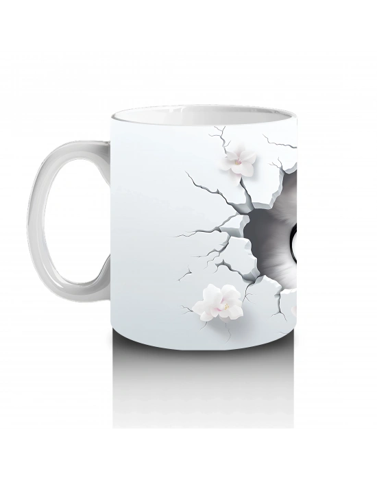 Kalpli Çatlakta Bakan Meraklı Baykuş – Baskılı Kahve Kupası