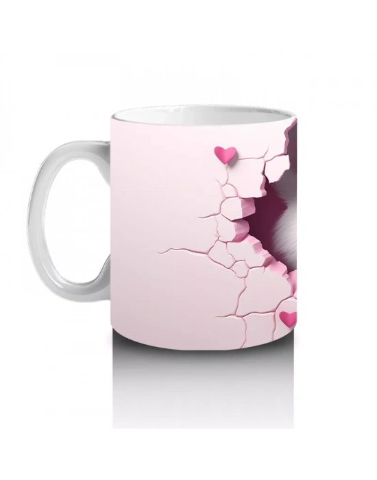 Kalpli Çatlakta Bakan Meraklı Kurt – Baskılı Kahve Kupası