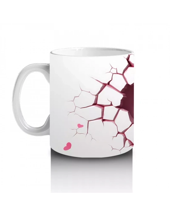 Kalpli Çatlakta Bakan Pembe Kuş – Baskılı Kahve Kupası