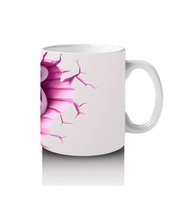 Kalpli Çatlakta Bakan Sevimli Kaplan Kız – Baskılı Kahve Kupası