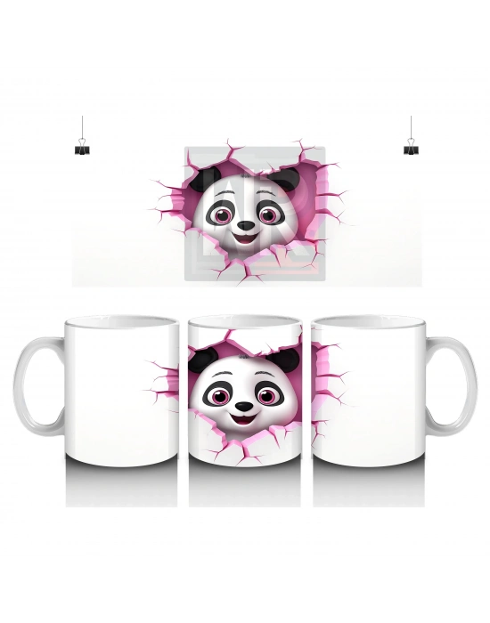Kalpli Çatlakta Bakan Sevimli Panda – Baskılı Kahve Kupası