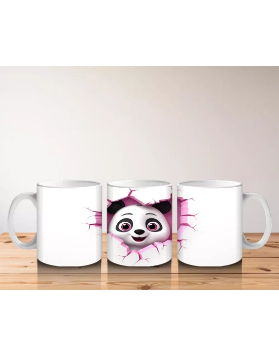 Kalpli Çatlakta Bakan Sevimli Panda – Baskılı Kahve Kupası