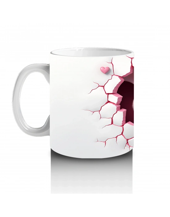 Kalpli Çatlakta Gülümseyen Pembe Domuzcuk – Baskılı Kahve Kupası