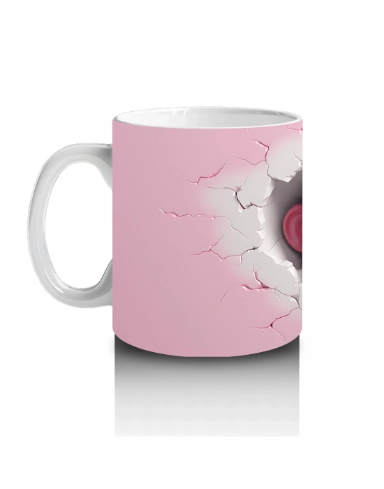 Kalpli Çatlakta Gülümseyen Sevimli Şempanze – Baskılı Kahve Kupası