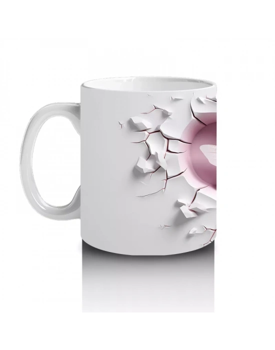 Kalpli Çatlakta Pembe Yusufçuk İllüstrasyonu – Baskılı Kahve Kupası