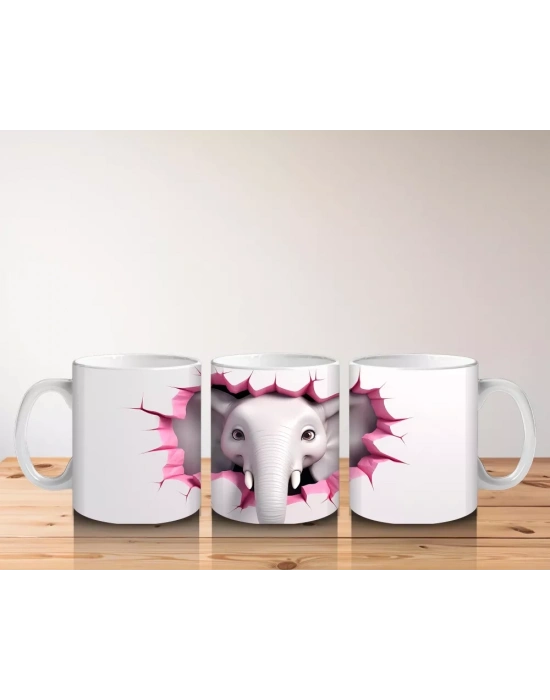 Kalpli Çatlakta Uçan Fil Maskot – Baskılı Kupa Bardak