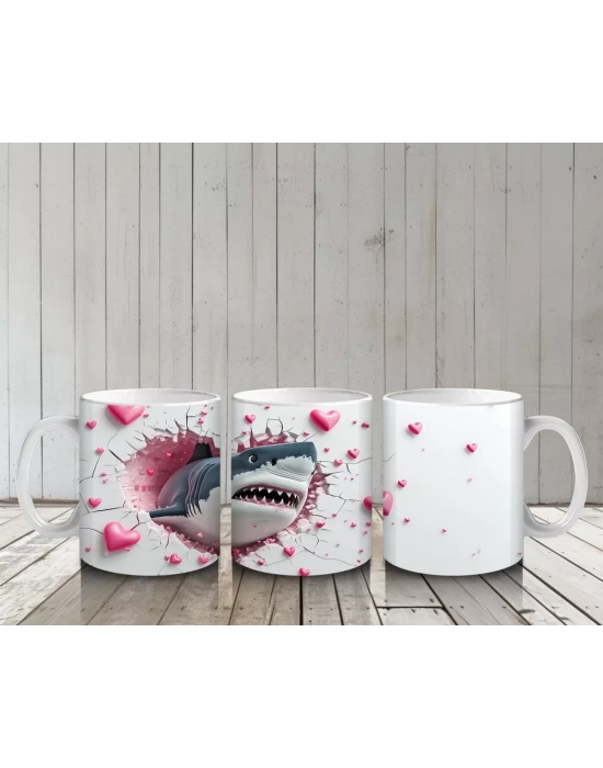 Kalpli Çatlakta Uzatan Köpek Balığı – Baskılı Kahve Kupası