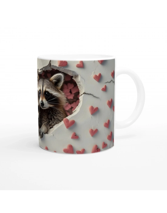 Kalpli Çatlaktan Bakan Rakunlar Temalı Baskılı Kupa Bardak