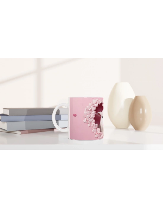 Kalpli Çatlaktan Bakan Sevimli Kuzu Temalı Baskılı Kupa Bardak