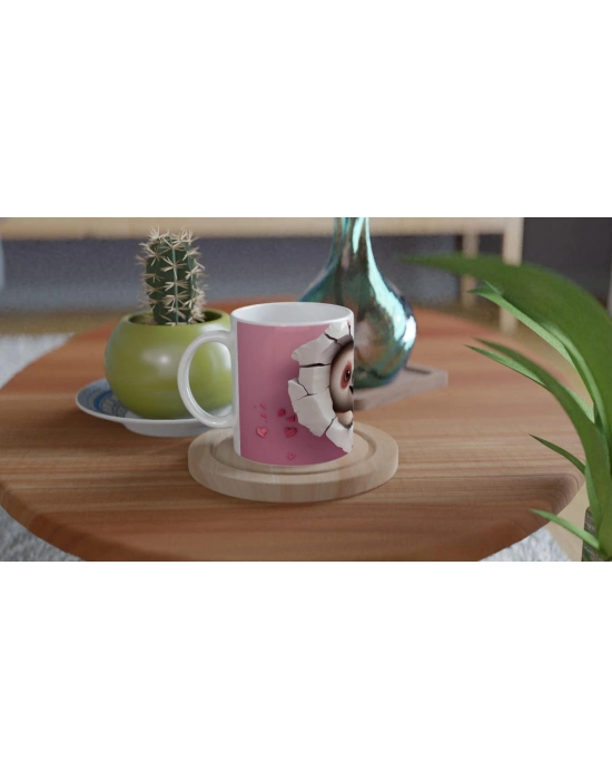 Kalpli Çatlaktan Bakan Tembel Hayvan Temalı Baskılı Kupa Bardak