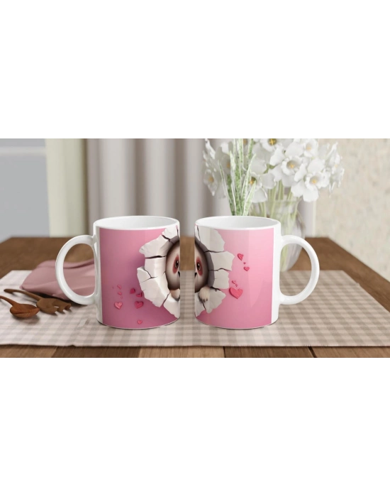 Kalpli Çatlaktan Bakan Tembel Hayvan Temalı Baskılı Kupa Bardak