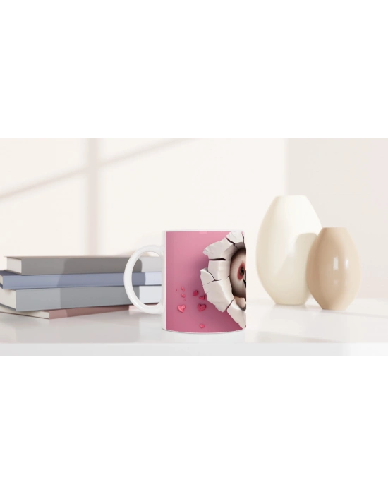 Kalpli Çatlaktan Bakan Tembel Hayvan Temalı Baskılı Kupa Bardak