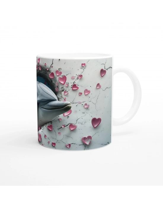 Kalpli Çatlaktan Bakan Yunuslar Temalı Baskılı Kupa Bardak