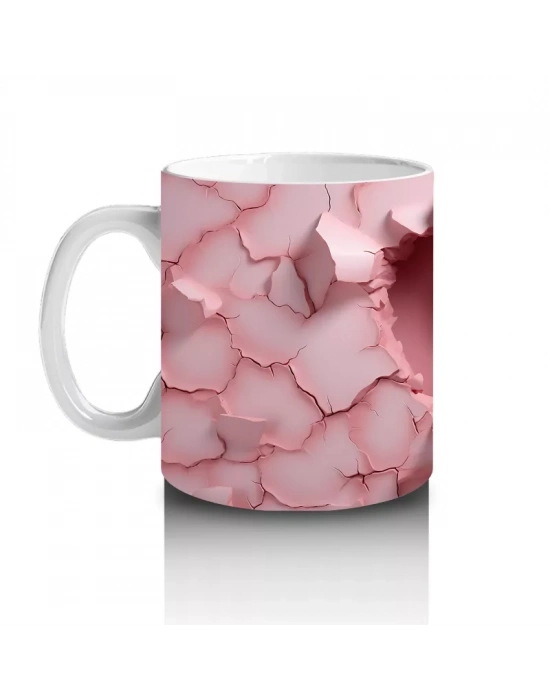 Kalpli Desenli Kırık Duvarda Sevimli Geyik - Baskılı Kahve Kupası