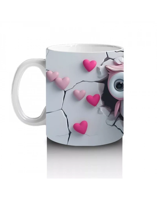 Kalpli Duvar Arasında Aşık Baykuş Çifti – Baskılı Kahve Kupası