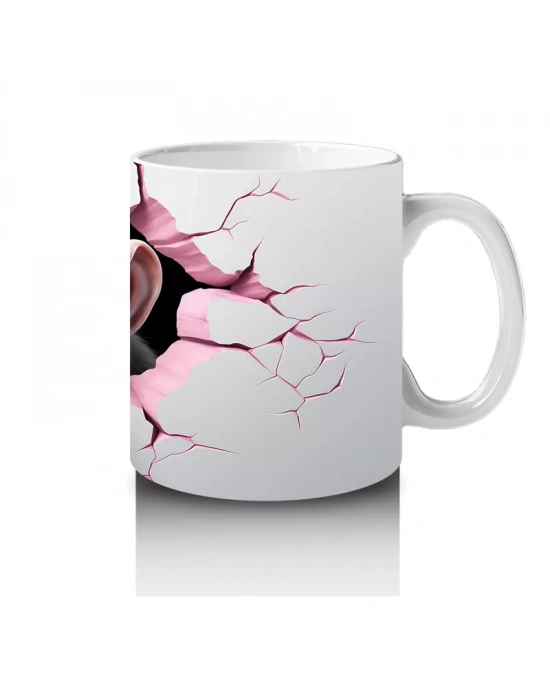 Kalpli Duvar Arasında Neşeli Şempanze – Baskılı Kahve Kupası