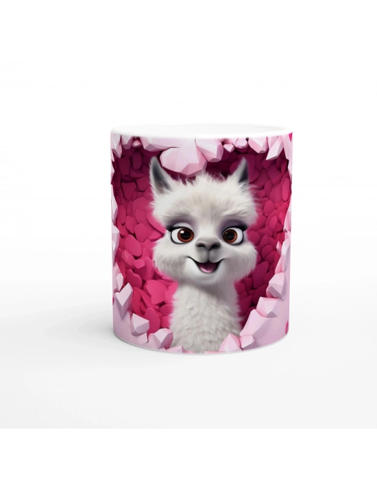 Kalpli Duvar Arasından Bakan Alpaka Temalı Baskılı Kupa Bardak