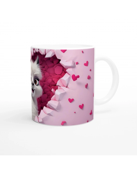 Kalpli Duvar Arasından Bakan Alpaka Temalı Baskılı Kupa Bardak