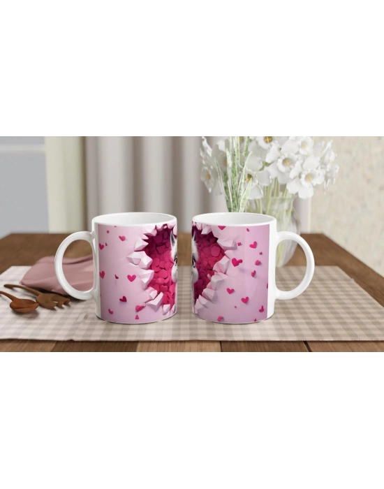 Kalpli Duvar Arasından Bakan Alpaka Temalı Baskılı Kupa Bardak