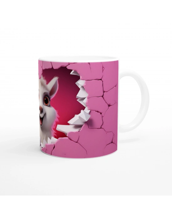 Kalpli Duvar Temalı Sevimli Lama Baskılı Kupa Bardak