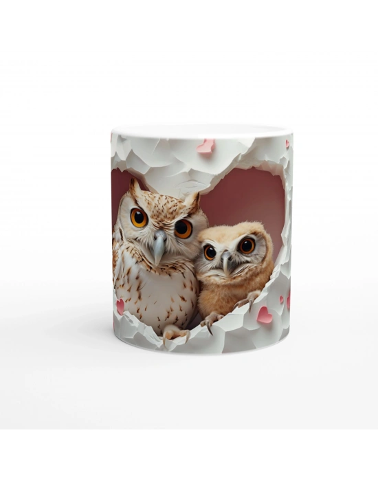 Kalpli Duvardan Bakan Baykuş Temalı Baskılı Kupa Bardak