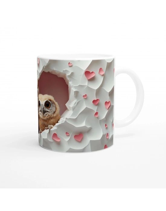 Kalpli Duvardan Bakan Baykuş Temalı Baskılı Kupa Bardak