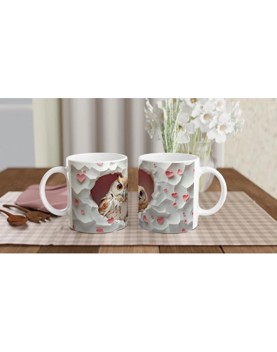 Kalpli Duvardan Bakan Baykuş Temalı Baskılı Kupa Bardak