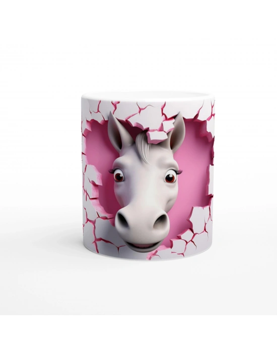 Kalpli Duvarı Delen Neşeli At Temalı Baskılı Kupa Bardak