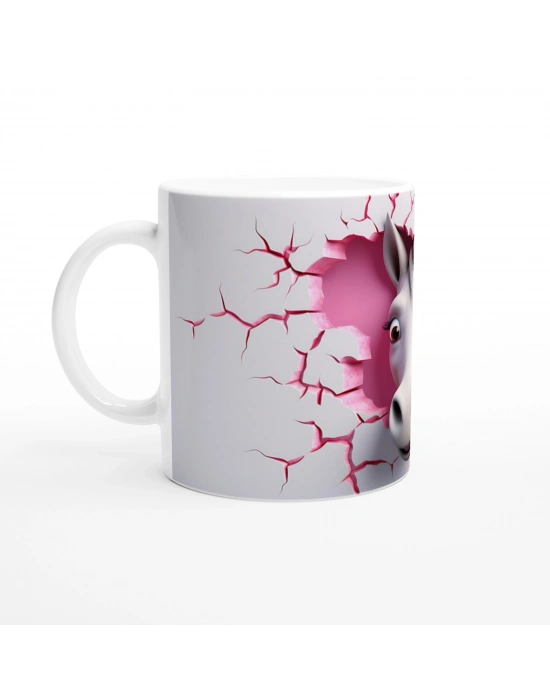 Kalpli Duvarı Delen Neşeli At Temalı Baskılı Kupa Bardak