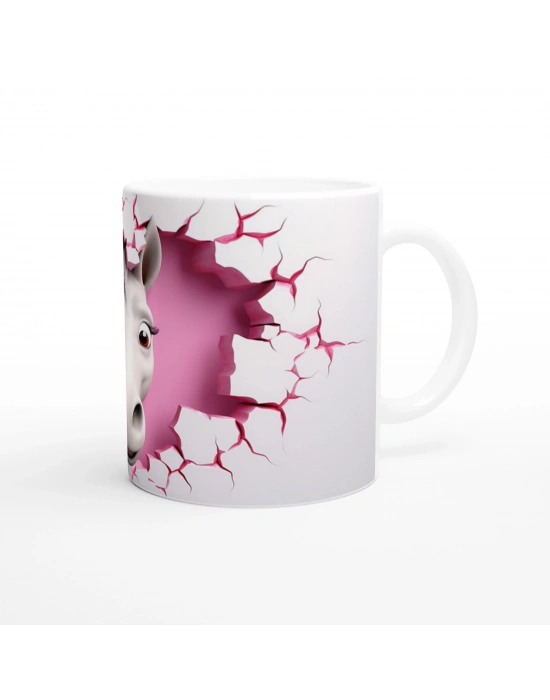 Kalpli Duvarı Delen Neşeli At Temalı Baskılı Kupa Bardak