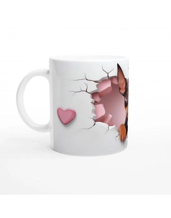 Kalpli Duvarı Delen Neşeli Doberman Temalı Baskılı Kupa Bardak