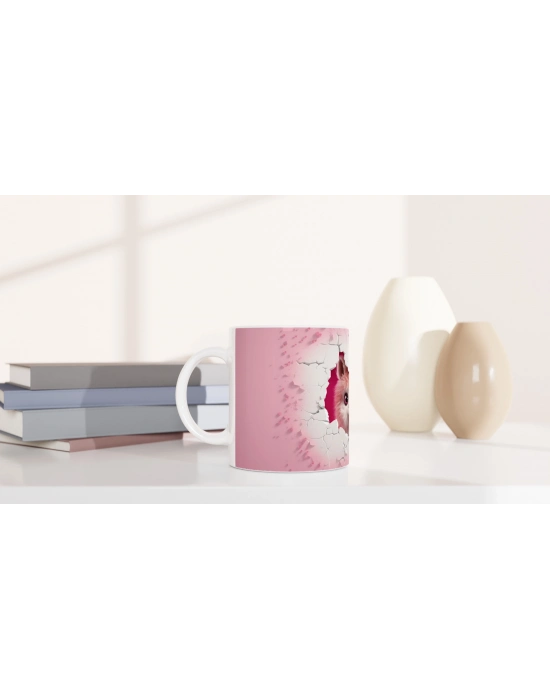 Kalpli Duvarı Delen Sevimli Alpaka Temalı Baskılı Kupa Bardak