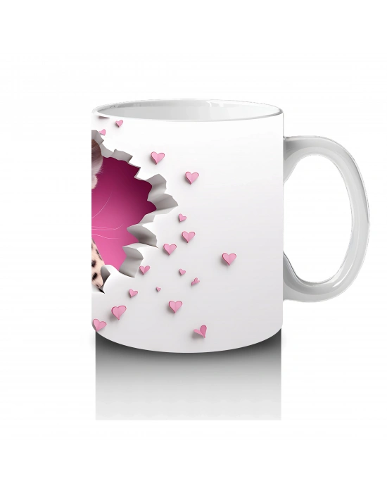 Kalpli Duvarı Delen Sevimli Çita – Baskılı Kahve Kupası