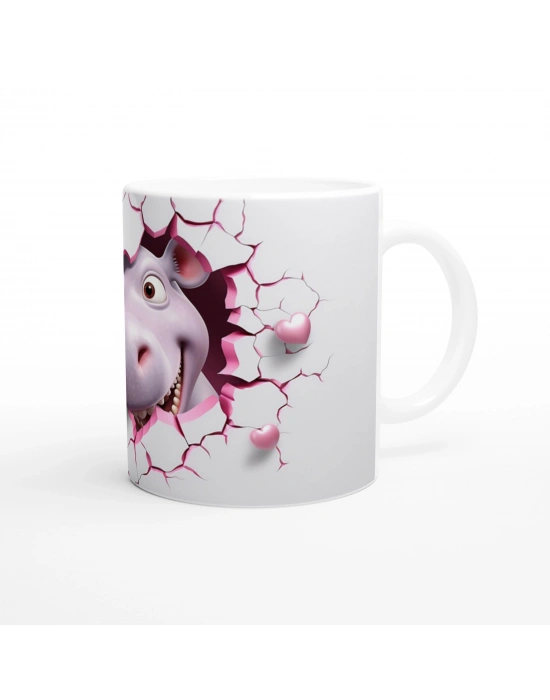 Kalpli Duvarı Delen Sevimli Su Aygırı Temalı Baskılı Kupa Bardak