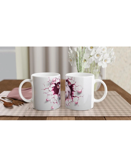 Kalpli Duvarı Delen Sevimli Su Aygırı Temalı Baskılı Kupa Bardak