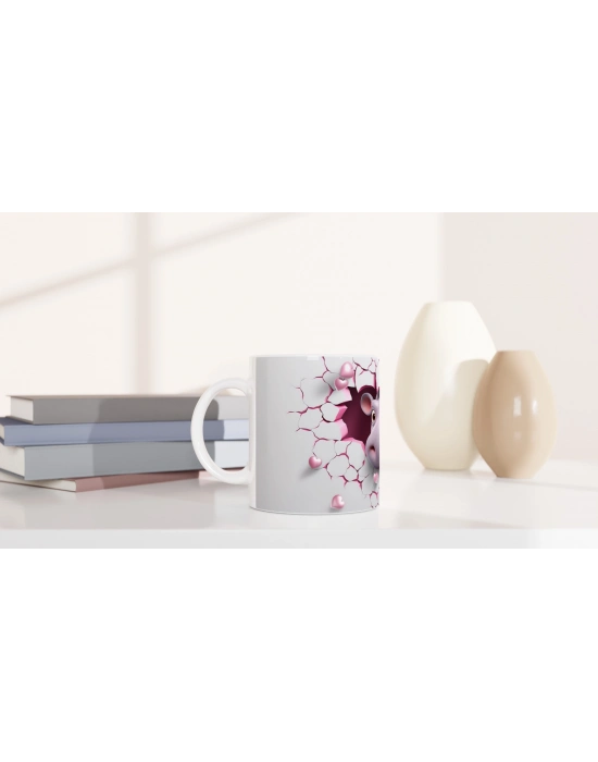 Kalpli Duvarı Delen Sevimli Su Aygırı Temalı Baskılı Kupa Bardak