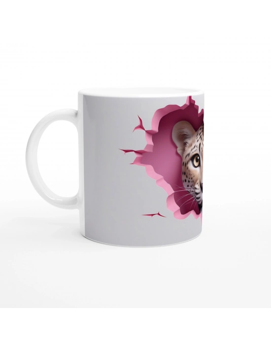 Kalpli Duvarı Yırtarak Bakan Leopar Temalı Baskılı Kupa Bardak